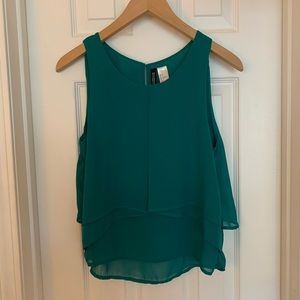 H&M green ruffle sleeveless top sz 4